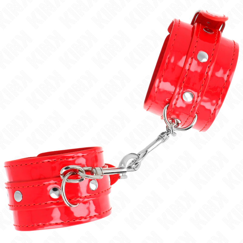 KINK - GLÄNZENDE HANDMANSCHETTEN ROT VERSTELLBAR 23-33 CM - Sexotim