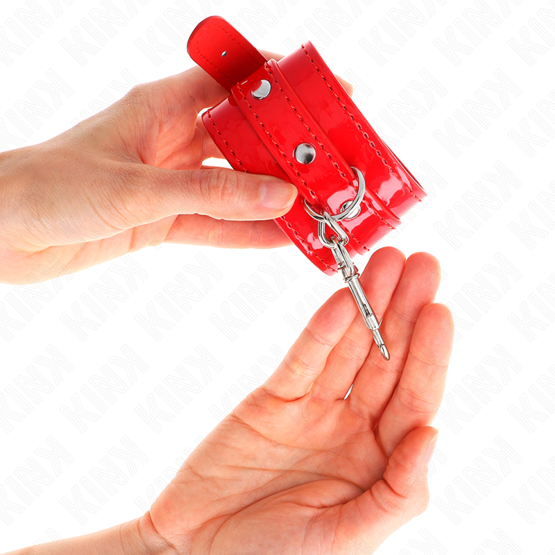 KINK - GLÄNZENDE HANDMANSCHETTEN ROT VERSTELLBAR 23-33 CM - Sexotim