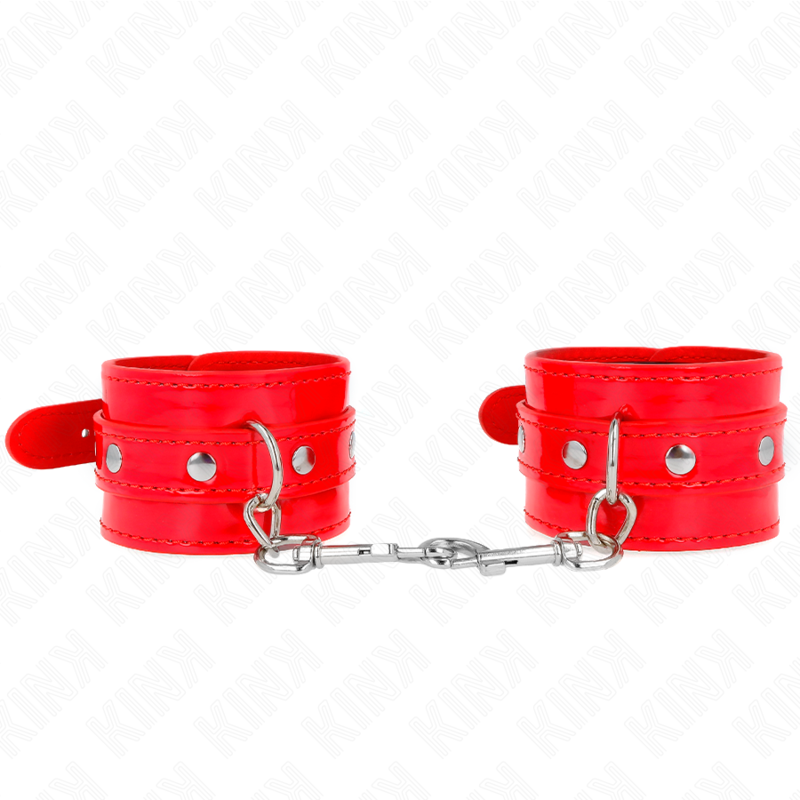 KINK - GLÄNZENDE HANDMANSCHETTEN ROT VERSTELLBAR 23-33 CM - Sexotim