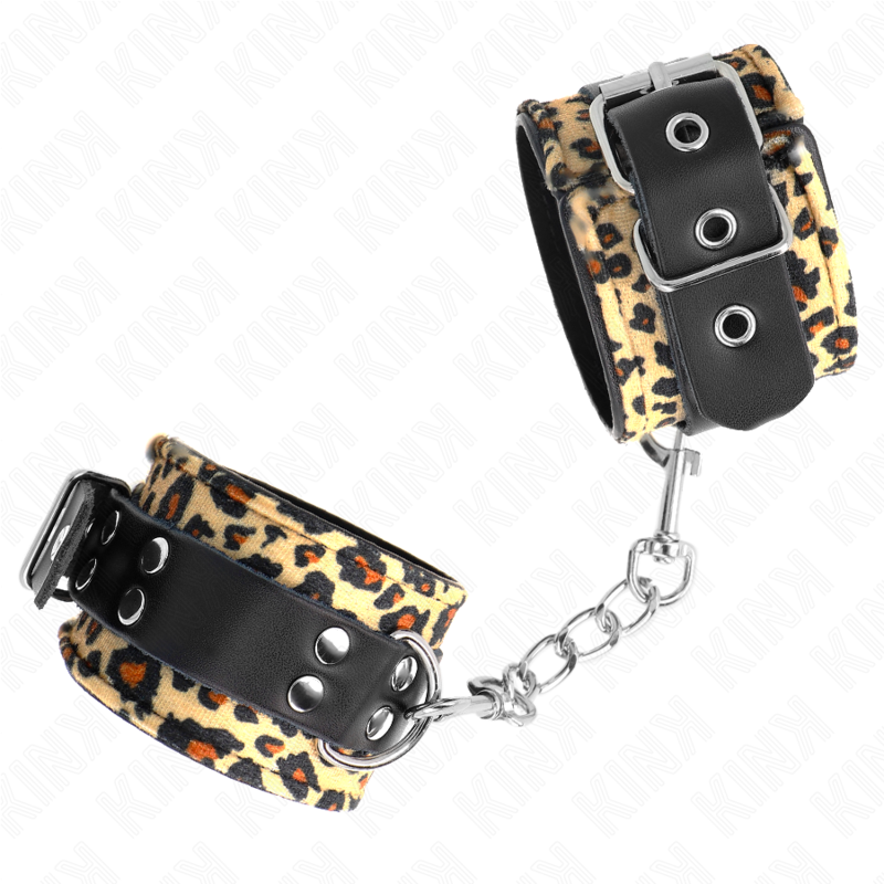 KINK - LEOPARD HANDGELENKFESSEL AUS LEDER, VERSTELLBAR 18-29 CM X 5,5 CM - Sexotim