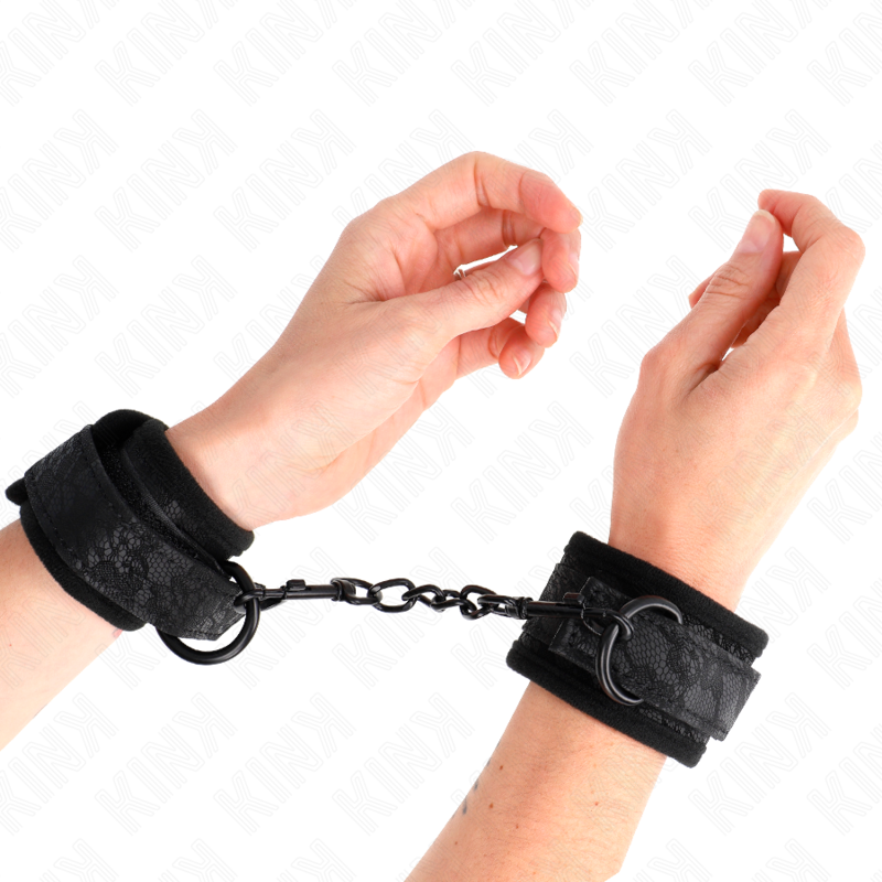KINK - DARK LACE CUFFS NEOPRENE HANDGELENK MANSCHETTEN VERSTELLBAR SCHWARZ 20-29 CM X 5 CM - Sexotim