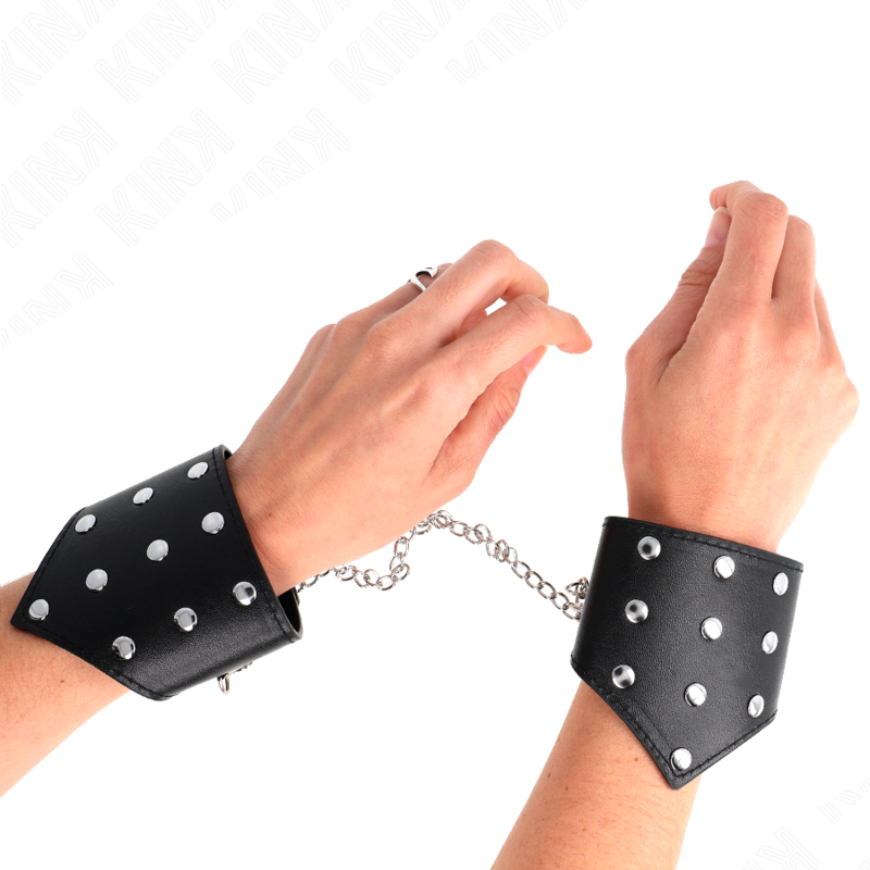 KINK - SCHWARZE ARMBÄNDER IM POINT-STIL MIT KETTE, VERSTELLBAR 17-23 CM X 8,5 CM - Sexotim