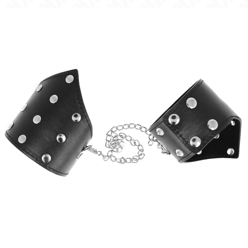 KINK - SCHWARZE ARMBÄNDER IM POINT-STIL MIT KETTE, VERSTELLBAR 17-23 CM X 8,5 CM - Sexotim