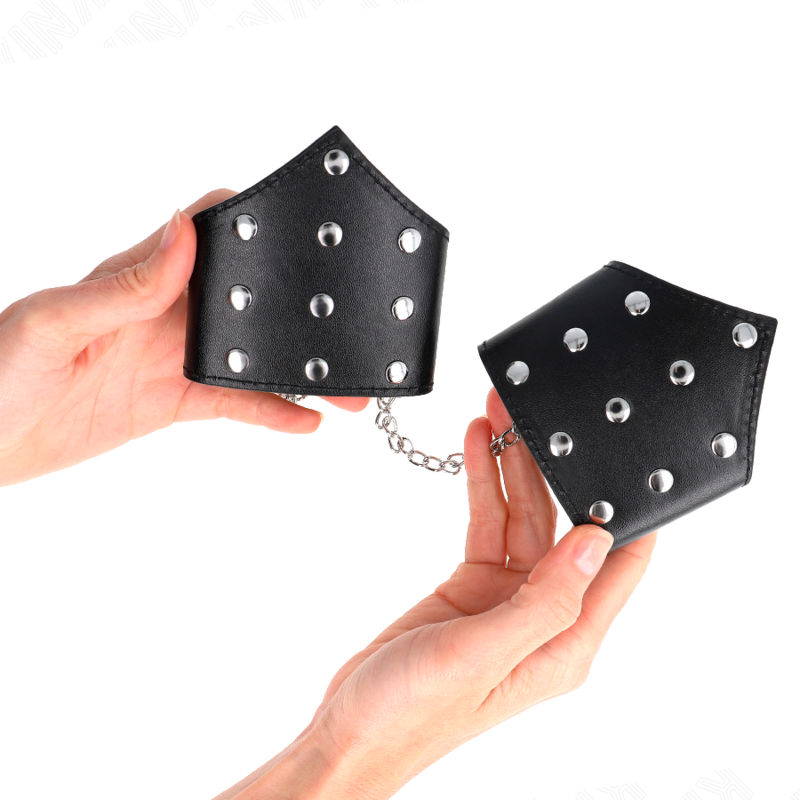 KINK - SCHWARZE ARMBÄNDER IM POINT-STIL MIT KETTE, VERSTELLBAR 17-23 CM X 8,5 CM - Sexotim