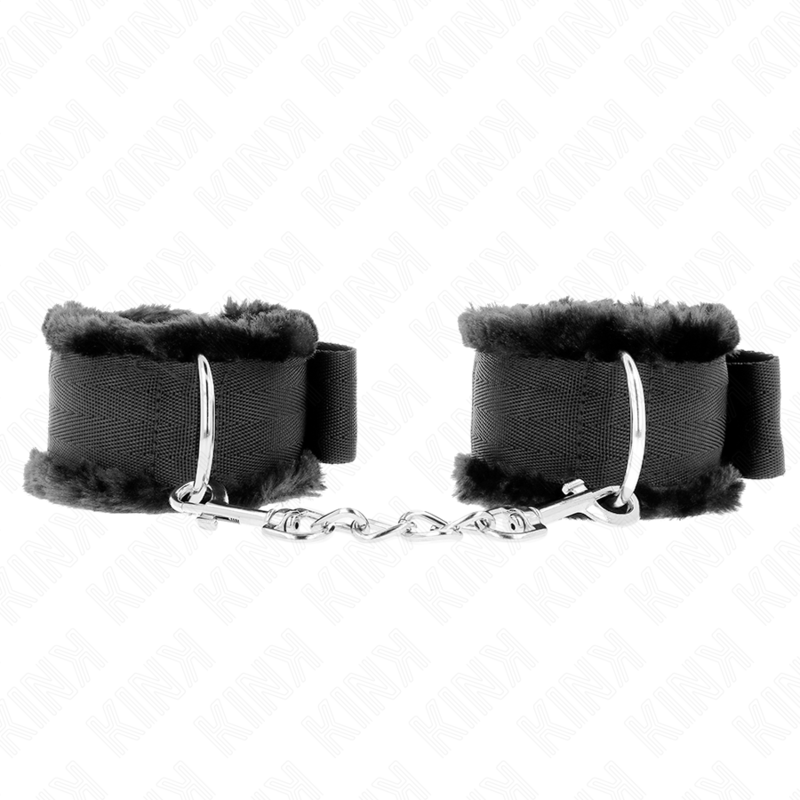 KINK - PELZGEFÜTTERTE HANDGELENKFESSELN SCHWARZ VERSTELLBAR 17-31 CM X 7 CM - Sexotim
