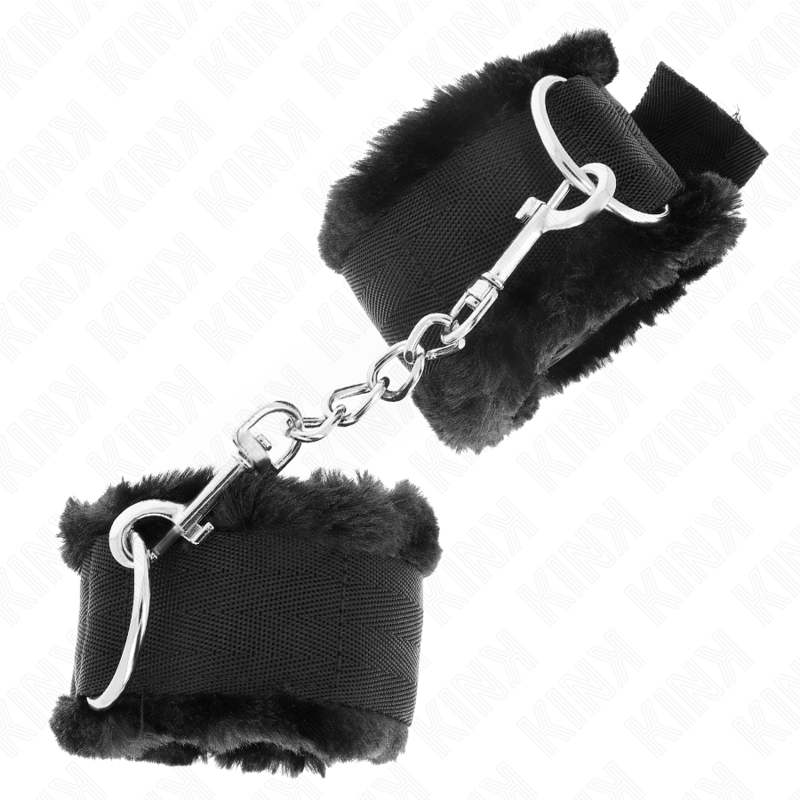 KINK - PELZGEFÜTTERTE HANDGELENKFESSELN SCHWARZ VERSTELLBAR 17-31 CM X 7 CM - Sexotim