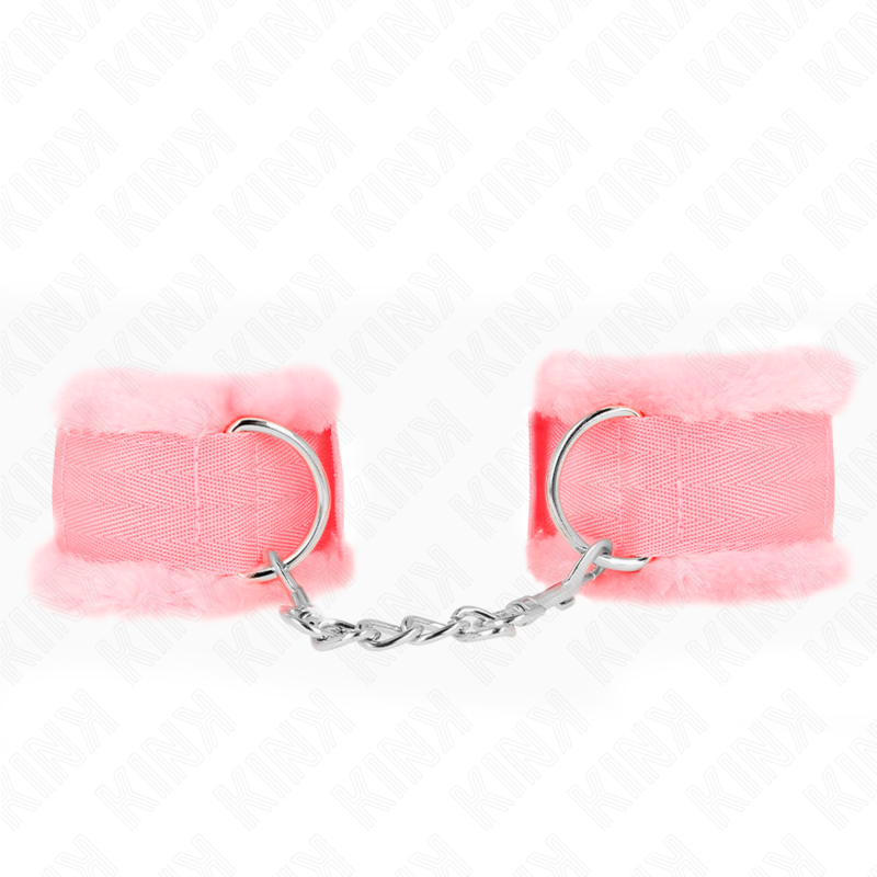 KINK - PELZGEFÜTTERTE HANDGELENKFESSELN ROSA VERSTELLBAR 17-31 CM X 7 CM - Sexotim