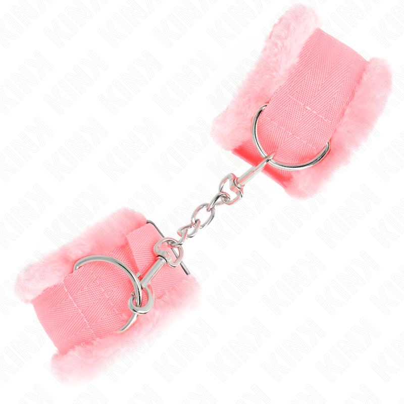 KINK - PELZGEFÜTTERTE HANDGELENKFESSELN ROSA VERSTELLBAR 17-31 CM X 7 CM - Sexotim