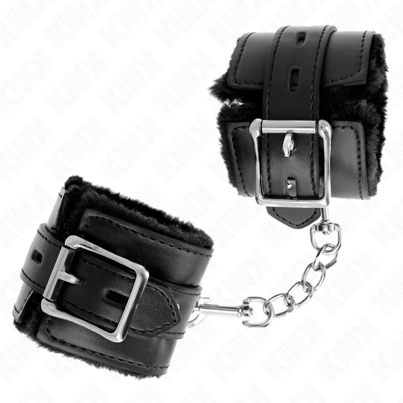 KINK - PELZGEFÜTTERTE HANDGELENKFESSELN MIT QUADRATISCHEN LÖCHERN, VERSTELLBARER GÜRTEL 17-29 CM X 6 CM - Sexotim