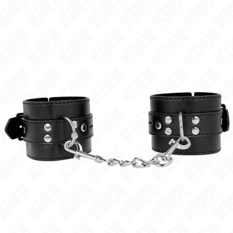 KINK - HANDGELENKFESSELN SCHWARZ MIT SCHWARZEM GÜRTEL VERSTELLBAR 17-28 CM X 6 CM - Sexotim