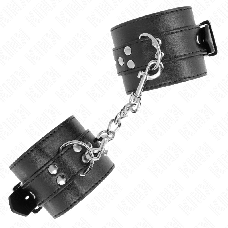 KINK - HANDGELENKFESSELN SCHWARZ MIT SCHWARZEM GÜRTEL VERSTELLBAR 17-28 CM X 6 CM - Sexotim