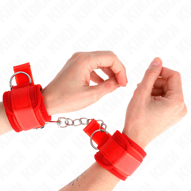 KINK - NEOPREN HANDGELENKFESSELN ROT 42 X 5 CM - Sexotim
