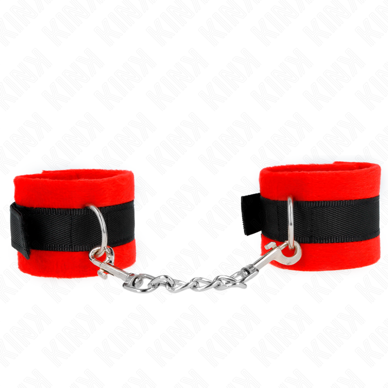 KINK - BEGINNER PELZHANDMANSCHETTEN SCHWARZ-ROT 30 X 7 CM - Sexotim