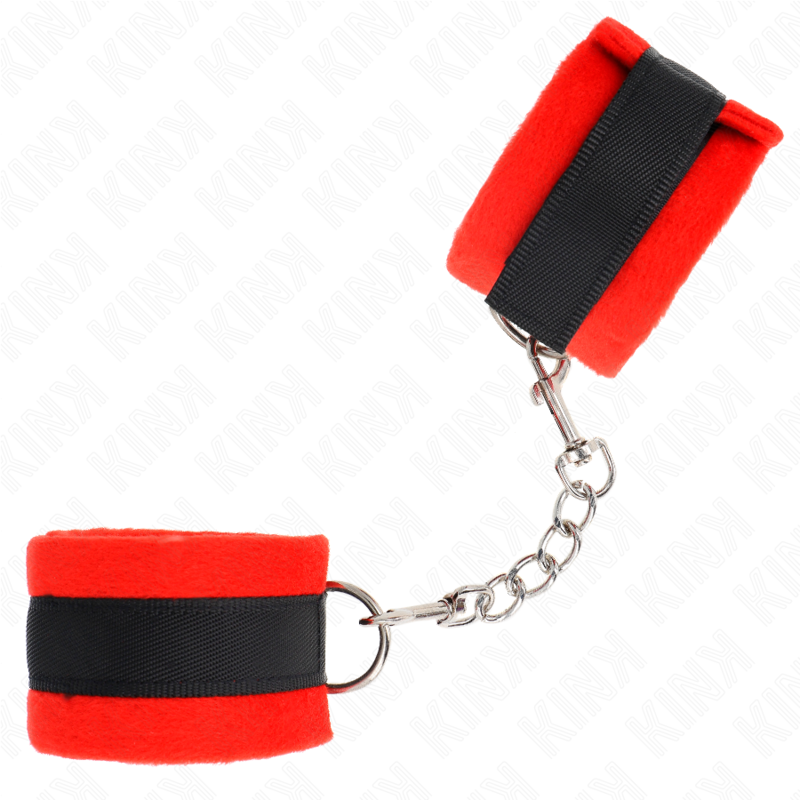 KINK - BEGINNER PELZHANDMANSCHETTEN SCHWARZ-ROT 30 X 7 CM - Sexotim