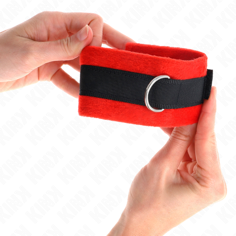 KINK - BEGINNER PELZHANDMANSCHETTEN SCHWARZ-ROT 30 X 7 CM - Sexotim