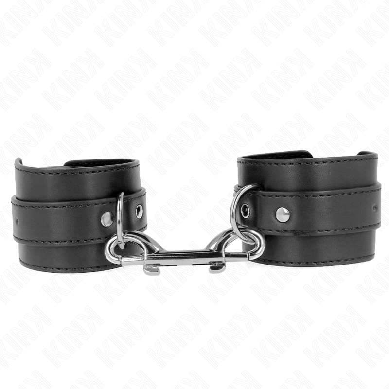 KINK - HANDGELENKFESSELN - EINZELNE NIETENREIHE UND GROSSE SCHNALLE SCHWARZ VERSTELLBAR 17-28 CM X 5 CM - Sexotim