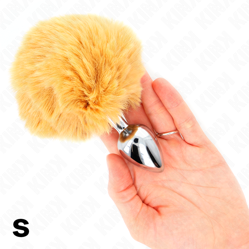 KINK - EDELSTAHL-PLUG 7 x 3 CM MIT BEIGEM KANINCHENSCHWANZ AUS KUNSTFELL 8 CM - Sexotim