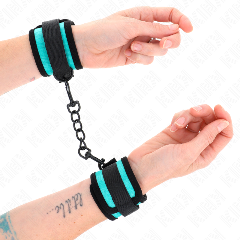 KINK - NYLON-HANDFESSEL MIT KLETTVERSCHLUSS SCHWARZ-BLAU VERSTELLBAR 18-32 CM X 5 CM - Sexotim