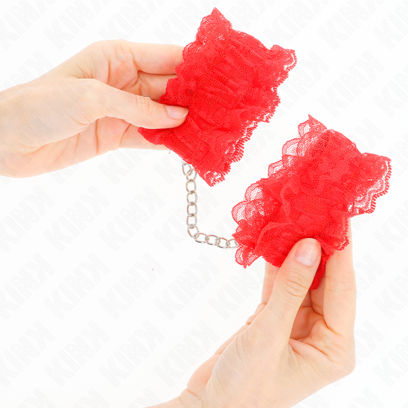 KINK - ELASTISCHE HANDGELENKSFESSELN AUS SPITZE ROT - Sexotim