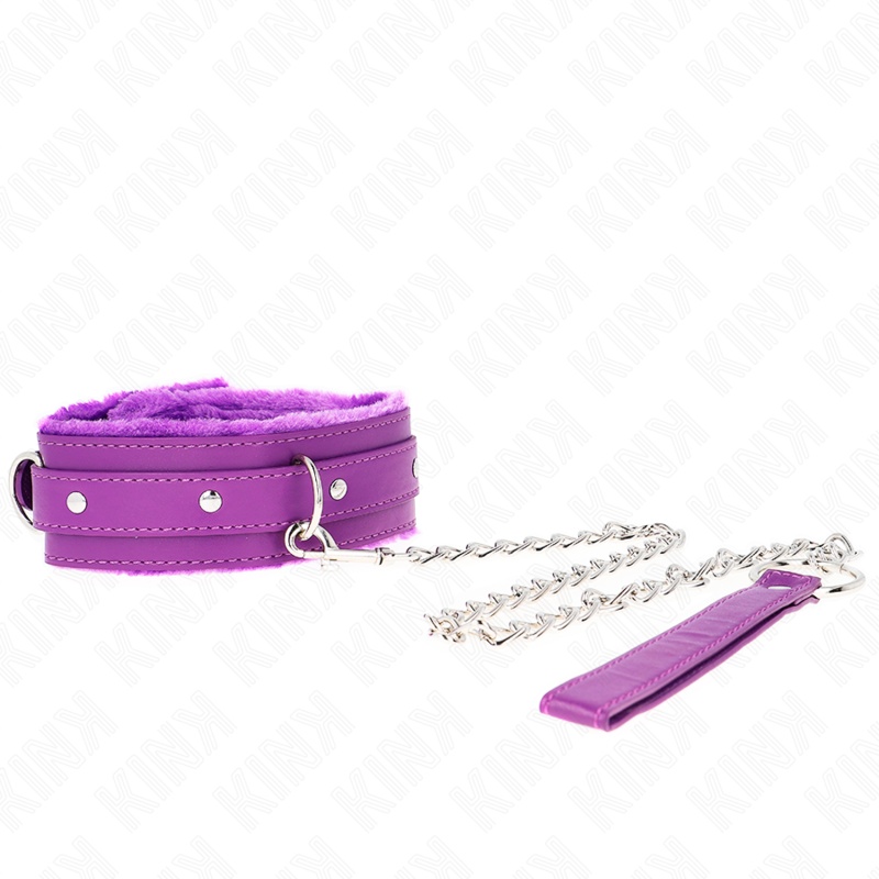 KINK - HALSBAND MIT LEINE 65 CM MIT EINSCHRÄNKUNGEN LILA 36-42 CM X 5,5 CM - Sexotim