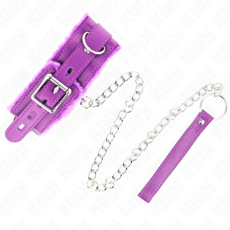 KINK - HALSBAND MIT LEINE 65 CM MIT EINSCHRÄNKUNGEN LILA 36-42 CM X 5,5 CM - Sexotim