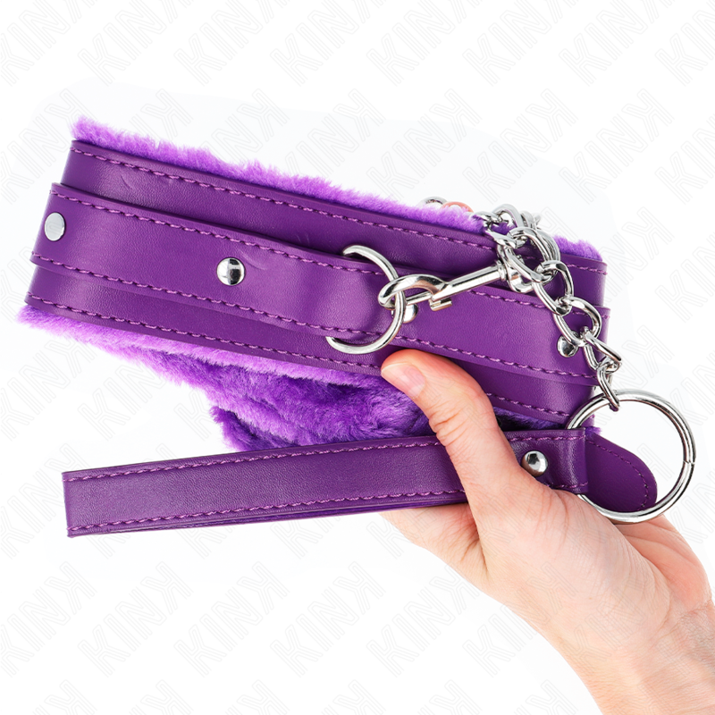 KINK - HALSBAND MIT LEINE 65 CM MIT EINSCHRÄNKUNGEN LILA 36-42 CM X 5,5 CM - Sexotim