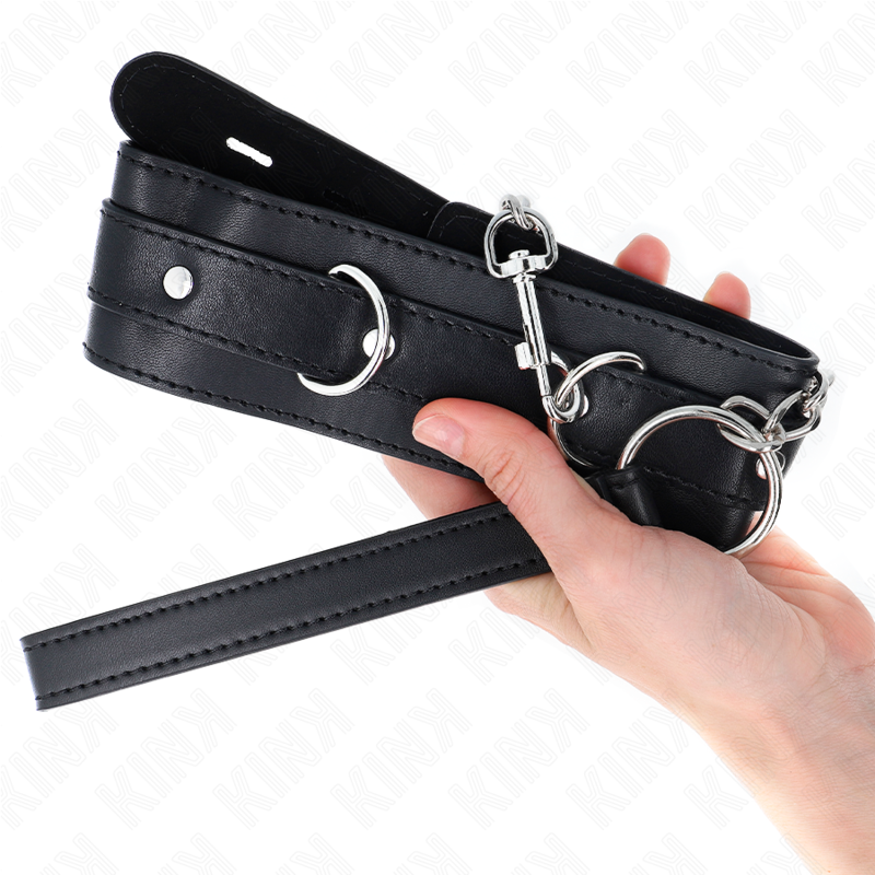 KINK - HALSBAND MIT GÜRTEL 65 CM MIT RIEMEN SCHWARZ 54 X 4,5 CM - Sexotim