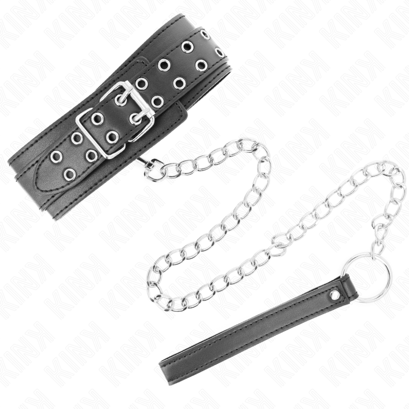 KINK - HALSKETTE MIT RIEMEN 65 CM SILBER SCHNALLEN VERSTELLBAR 33-46 CM X 5,5 CM - Sexotim
