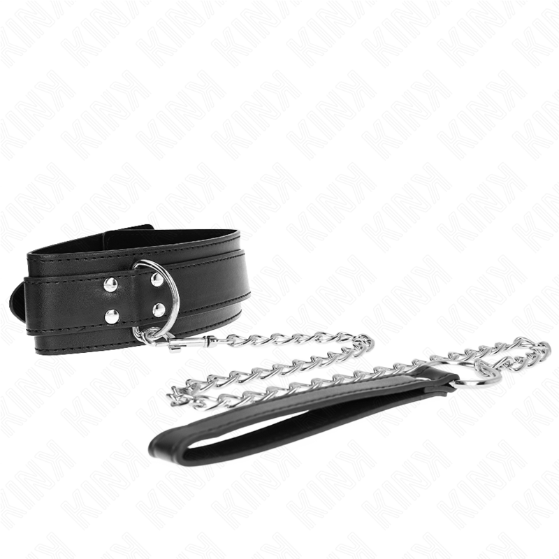 KINK - HALSKETTE MIT RIEMEN 65 CM SILBER SCHNALLEN VERSTELLBAR 33-46 CM X 5,5 CM - Sexotim