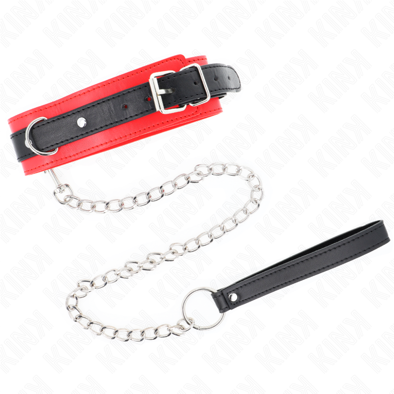 KINK - BASISMODELL HALSBAND MIT LEINE 65 CM MODELL-3 ROT 53 X 5 CM - Sexotim