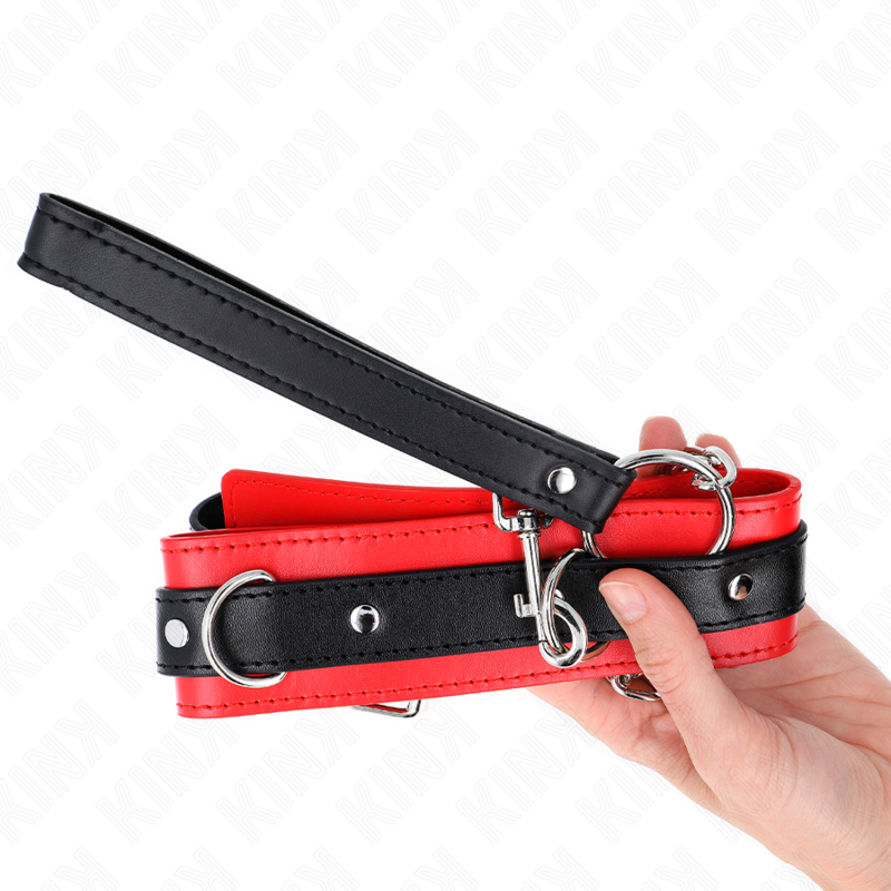 KINK - BASISMODELL HALSBAND MIT LEINE 65 CM MODELL-3 ROT 53 X 5 CM - Sexotim