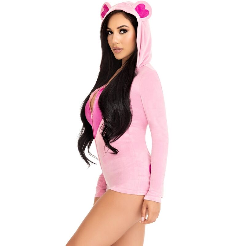 LEG AVENUE - TEDDYBÄR-SAMT-BODYS, ROSA, S - Sexotim