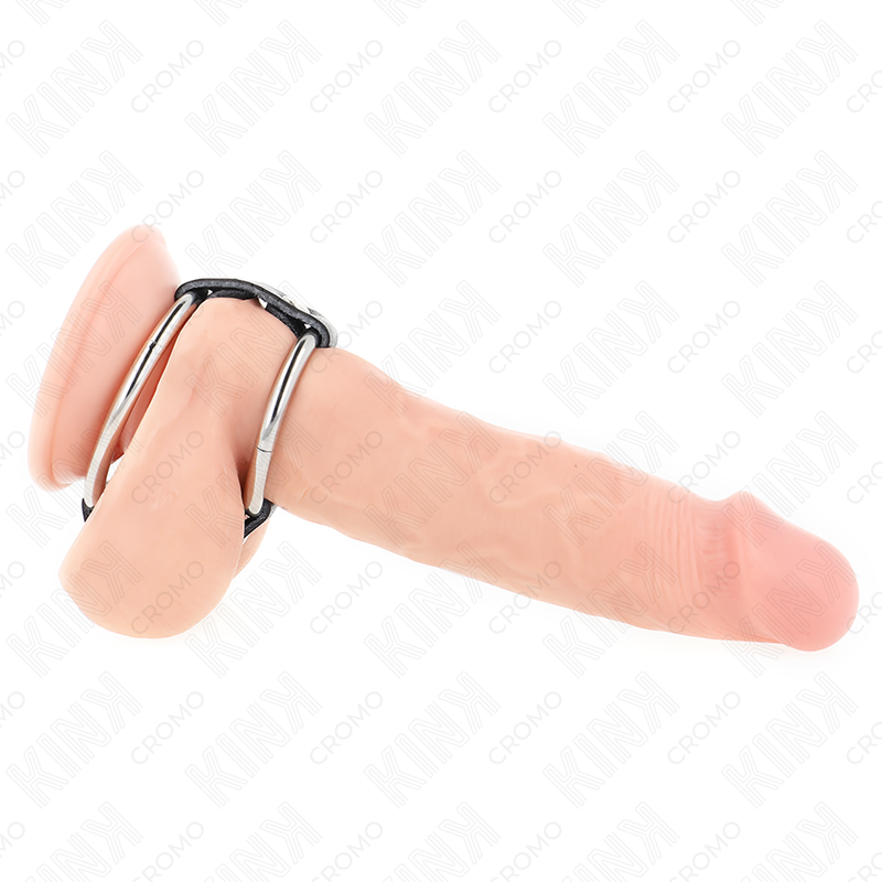 KINK - DOPPELTER PENISRING AUS METALL 3,8 CM BIS 5 CM MIT LEDER VERBUNDEN - Sexotim