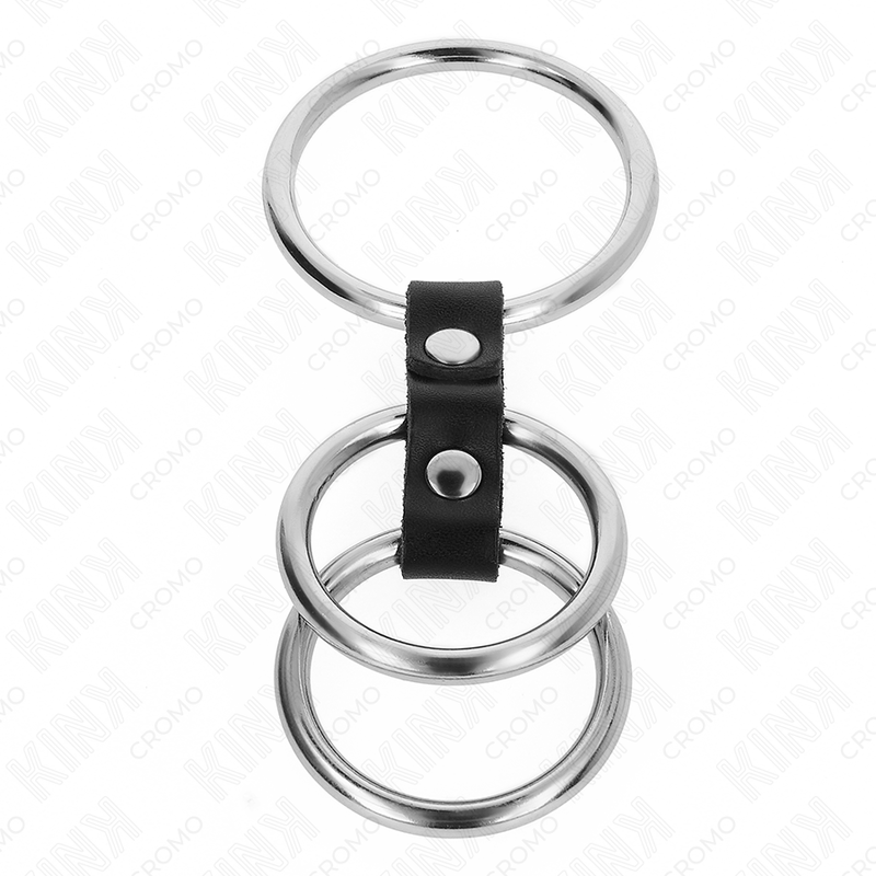 KINK - DREIFACH METALL PENISRING 3,7 CM BIS 5 CM MIT LEDER VERBUNDEN - Sexotim