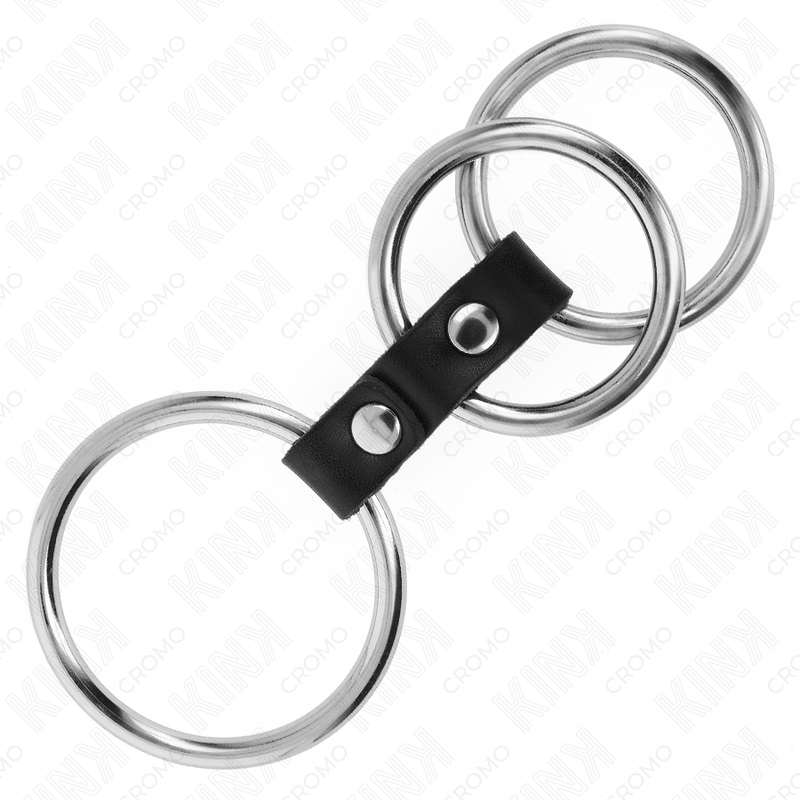 KINK - DREIFACH METALL PENISRING 3,7 CM BIS 5 CM MIT LEDER VERBUNDEN - Sexotim