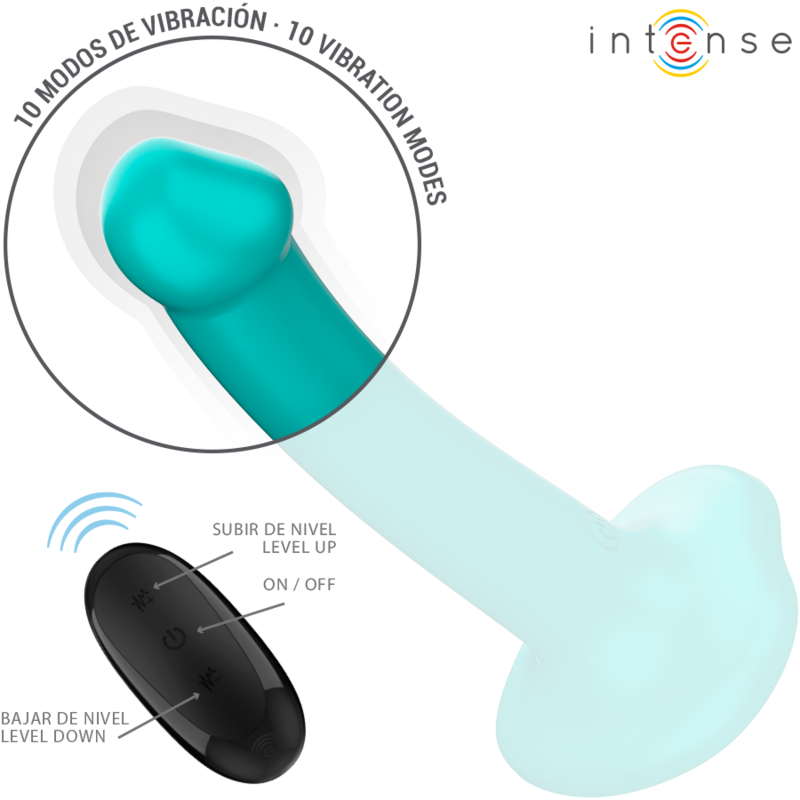 INTENSE - KATIE VIBRATOR MIT SAUGNÄPFEN 10 VIBRATIONEN BLAU FERNBEDIENUNG - Sexotim