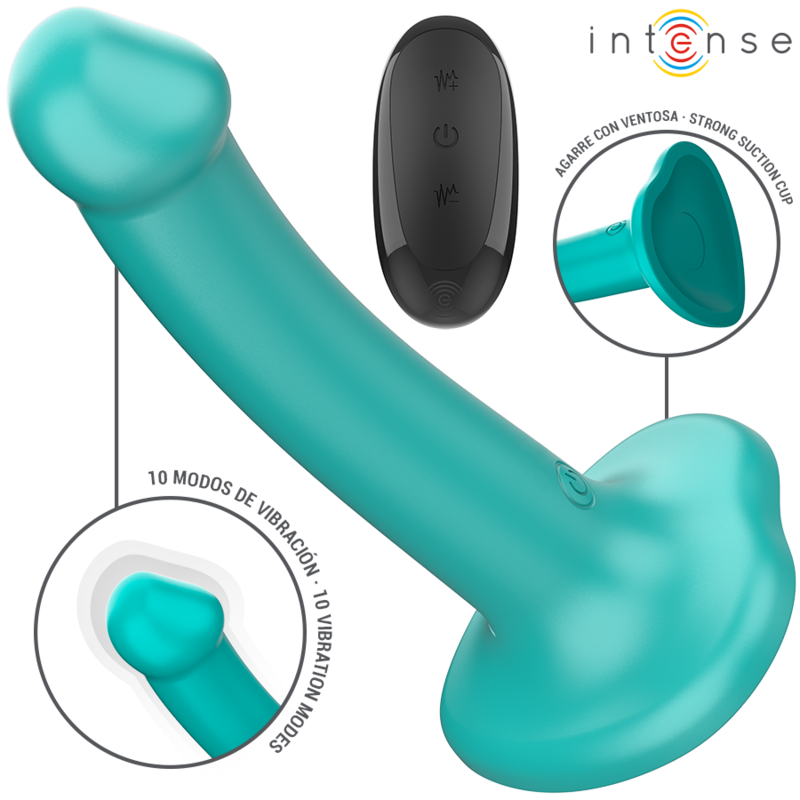 INTENSE - KATIE VIBRATOR MIT SAUGNÄPFEN 10 VIBRATIONEN BLAU FERNBEDIENUNG - Sexotim