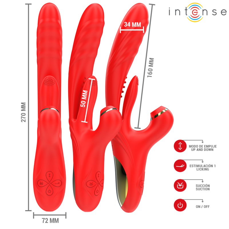 INTENSE - KAROL MULTIFUNKTIONSVIBRATOR STOSS & STIMULATION & SAUGUNG, ROT - Sexotim