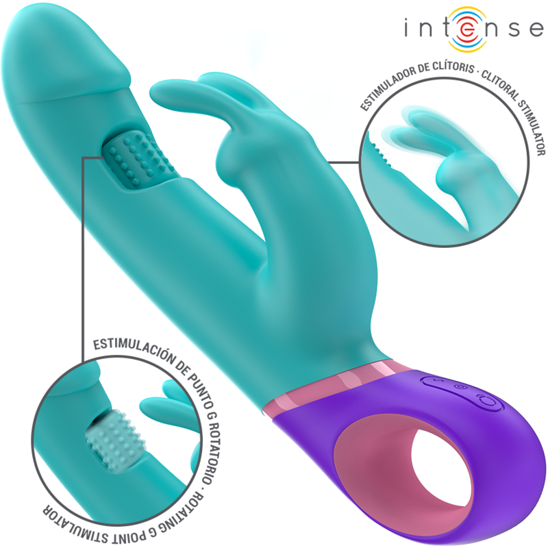 INTENSE - MONICA RABBIT VIBRATOR MIT ROTIERENDEM G-SPOT-STIMULATOR BLAU - Sexotim