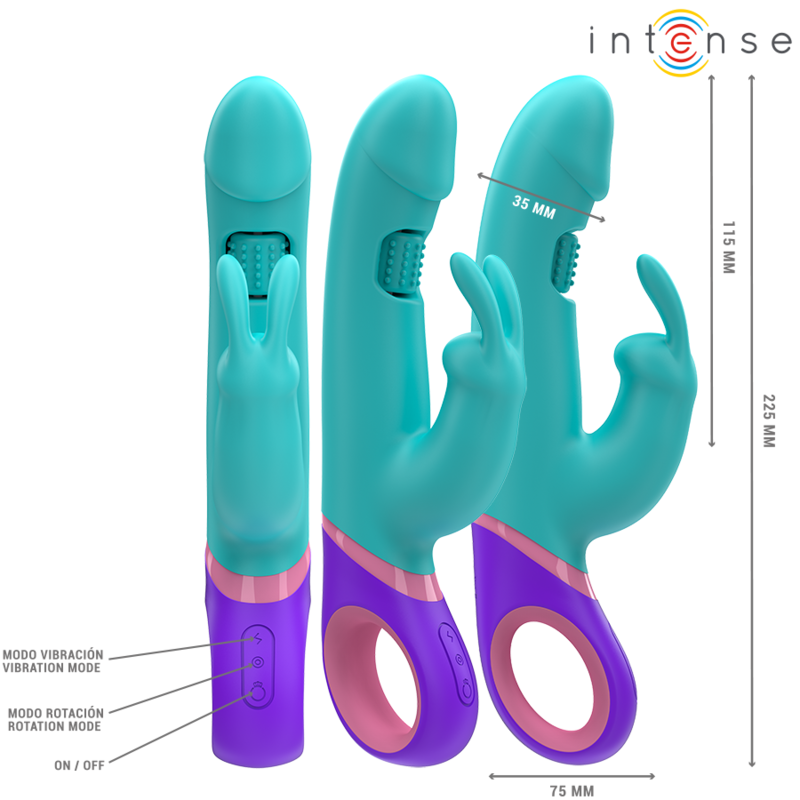 INTENSE - MONICA RABBIT VIBRATOR MIT ROTIERENDEM G-SPOT-STIMULATOR BLAU - Sexotim