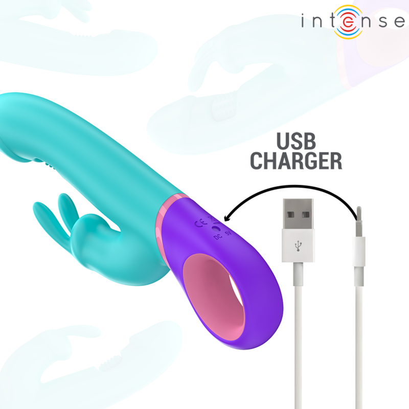 INTENSE - MONICA RABBIT VIBRATOR MIT ROTIERENDEM G-SPOT-STIMULATOR BLAU - Sexotim