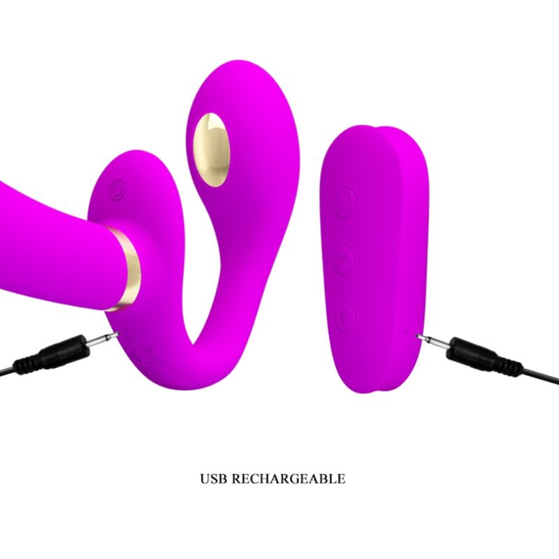 PRETTY LOVE - THUNDERBIRD DOPPELTER STRAP-ON-VIBRATOR MIT FERNBEDIENUNG LILA - Sexotim
