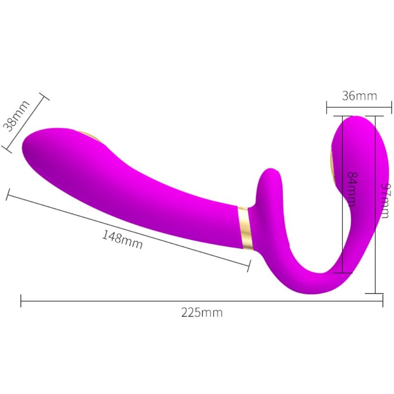 PRETTY LOVE - THUNDERBIRD DOPPELTER STRAP-ON-VIBRATOR MIT FERNBEDIENUNG LILA - Sexotim