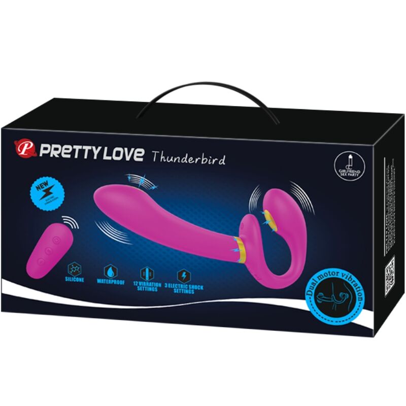 PRETTY LOVE - THUNDERBIRD DOPPELTER STRAP-ON-VIBRATOR MIT FERNBEDIENUNG LILA - Sexotim
