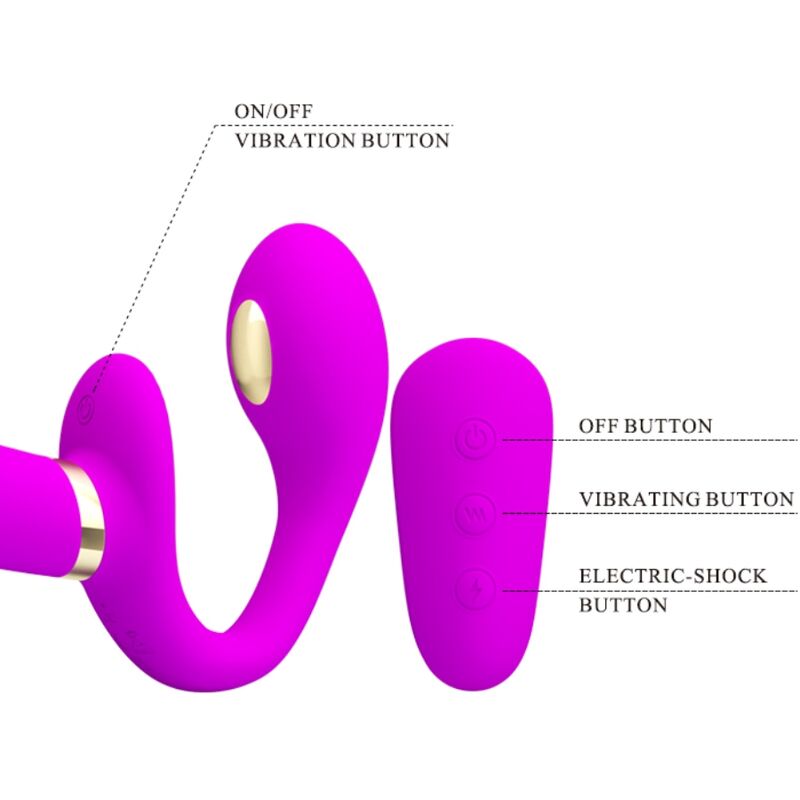 PRETTY LOVE - THUNDERBIRD DOPPELTER STRAP-ON-VIBRATOR MIT FERNBEDIENUNG LILA - Sexotim