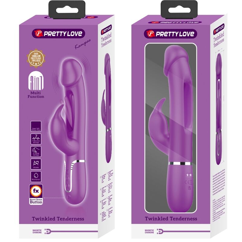 PRETTY LOVE - KAMPAS 3 IN 1 MULTIFUNKTIONS-RABBIT-VIBRATOR LILA - Sexotim