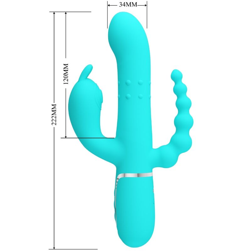 PRETTY LOVE - CAMMY 4 IN 1 MULTIFUNKTIONS-DREIFACHER RABBIT-VIBRATOR TÜRKIS - Sexotim