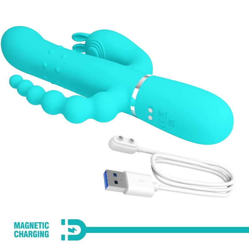 PRETTY LOVE - CAMMY 4 IN 1 MULTIFUNKTIONS-DREIFACHER RABBIT-VIBRATOR TÜRKIS - Sexotim
