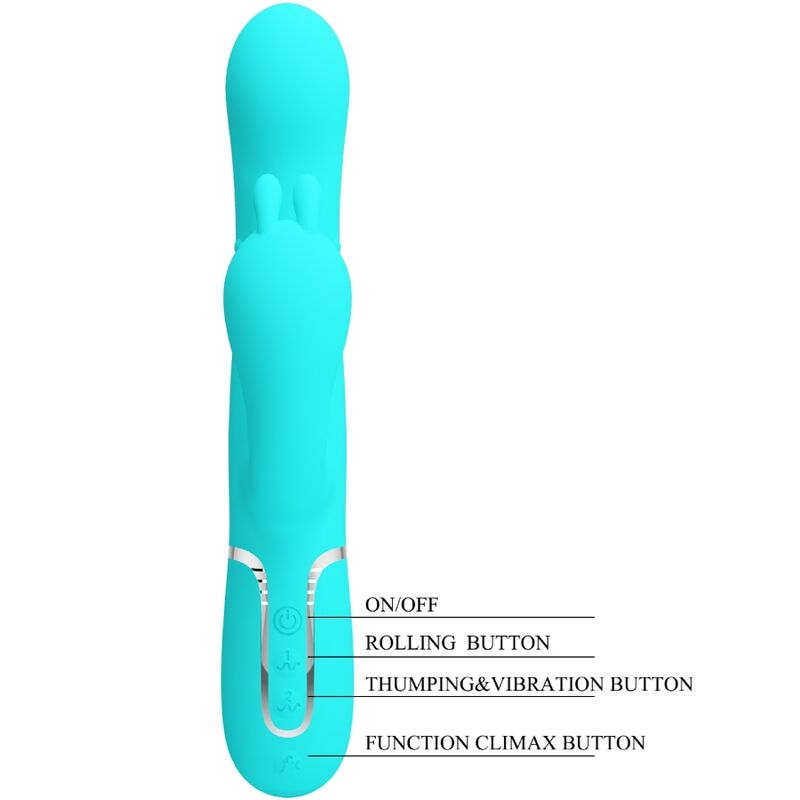 PRETTY LOVE - CAMMY 4 IN 1 MULTIFUNKTIONS-DREIFACHER RABBIT-VIBRATOR TÜRKIS - Sexotim