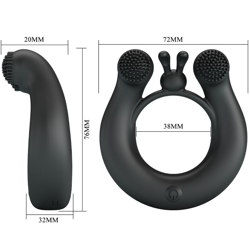 PRETTY LOVE - DAHLIA VIBRATIONSRING + KLITORISSTIMULATOR 12 VIBRATIONEN SCHWARZ - Sexotim